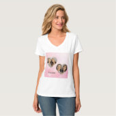 Persoonlijk hartvormig T-shirt met foto van zussen (Voorkant volledig)