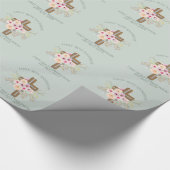 Persoonlijk Heilige Communie Bloemkruis Cadeaupapier (Hoek)