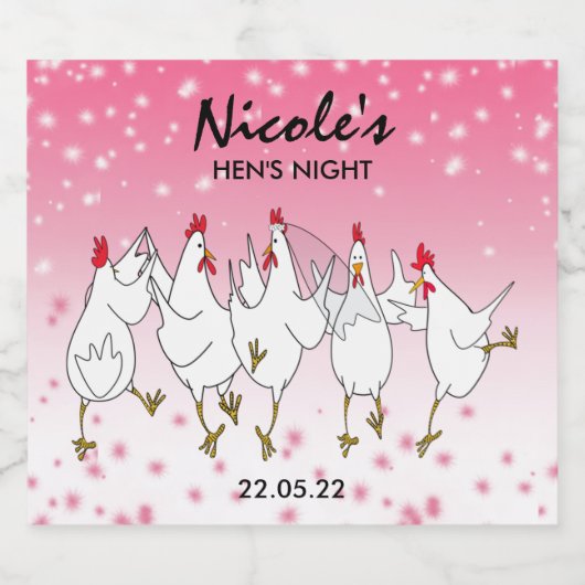 Persoonlijk Hen Night Roze Glitter Bierlabel  Bier Etiket (Enkel label)