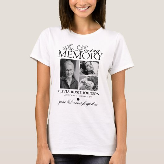 Persoonlijk herdenkingsfoto T-shirt (Voorkant)