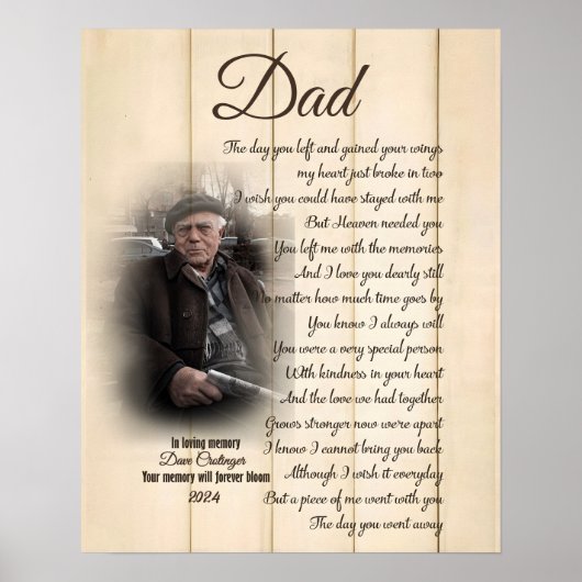 Persoonlijk Herdenkingsfotocanvas Voor Het Verlies Poster (Voorkant)