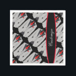 Persoonlijk herenpak in grijs & rode stropdas servet<br><div class="desc">*Aanpassen met uw tekst en achtergrondkleur naar keuze.</div>