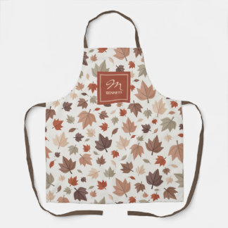 Persoonlijk herfst familienaam monogram schort