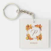 Persoonlijk Herfst Monogram Oogst Sleutelhanger (Voorkant)