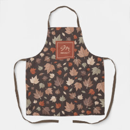 Persoonlijk herfstbladeren monogram schort