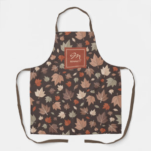 Persoonlijk herfstbladeren monogram schort