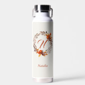 Persoonlijk herfstbloemenguilloche waterfles (Voorkant)
