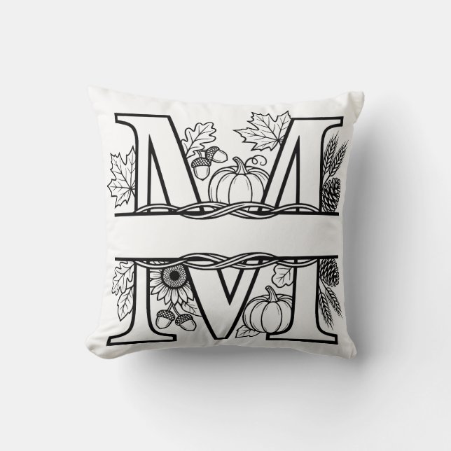 Persoonlijk herfstmonogram "M" Kussen (Voorkant)
