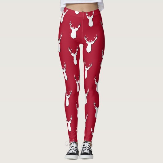 Persoonlijk herten trofee patroon feestelijk leggings (Voorkant)