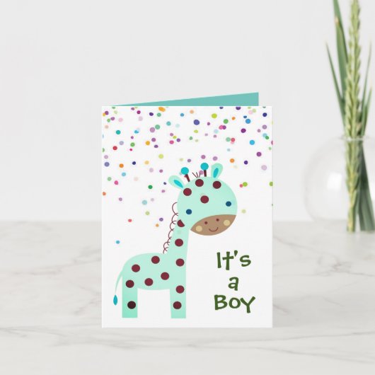 Persoonlijk Het is een Boy Card - Giraffe Bunting Feestdagen Kaart (Voorkant)