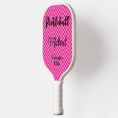 Persoonlijk hete roze & roze geruite monogram pickleball paddle (Links)
