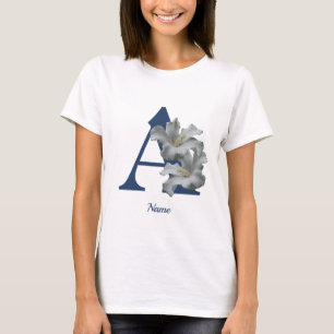 Persoonlijk Hibiscus Bloem Monogram Initiaal A T-shirt