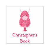Persoonlijk Highland Cow Ex-libris Zelfinktende Stempel (Design)
