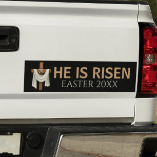 Persoonlijk Hij Is Opgestaan Vintage Pasen Kruis Bumpersticker