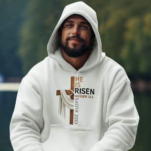 Persoonlijk Hij Is Opgestaan Vintage Pasen Kruis Hoodie