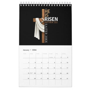 Persoonlijk Hij Is Opgestaan Vintage Pasen Kruis Kalender