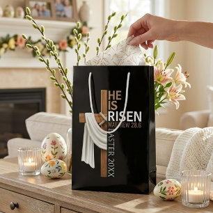 Persoonlijk Hij Is Opgestaan Vintage Pasen Kruis Klein Cadeauzakje
