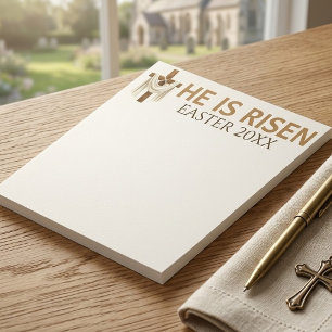Persoonlijk Hij Is Opgestaan Vintage Pasen Kruis Notitieblok