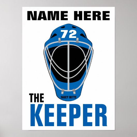 Persoonlijk Hockey Goalie Mask Name Number Poster (Voorkant)