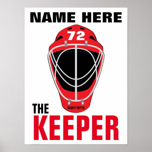 Persoonlijk Hockey Goalie Mask Name Number Poster (Voorkant)