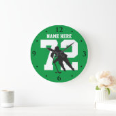 Persoonlijk Hockey Player Name Number op groen Grote Klok (Huis)