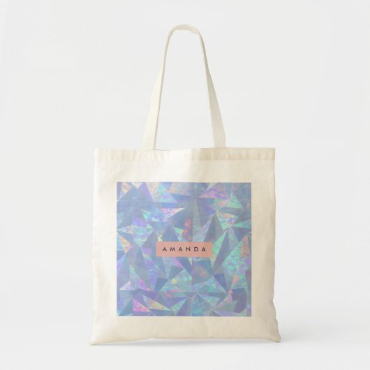 Persoonlijk holografisch iriserend glas tote bag (Voorkant)