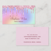 Persoonlijk holografisch | Roze strooisel in drupp Visitekaartje (Voorkant / Achterkant)