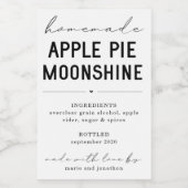 Persoonlijk Homemade Apple Pie Moonshine Label Wijn Etiket (Enkel label)