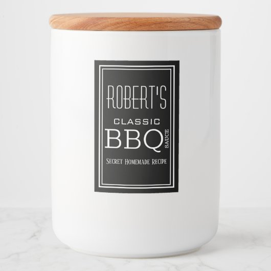 Persoonlijk homemade BBQ Sauce Label Voedselcontainer Etiket (Voorkant)