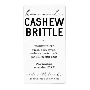 Persoonlijk Homemade Cashew Brittle Label