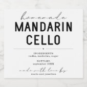 Persoonlijk Homemade Mandarincello-etiket Likeurfles Etiket (Enkel label)