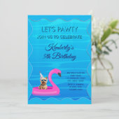 Persoonlijk honden zwembad feest kaart (Staand voorkant)