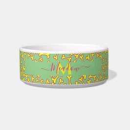 Persoonlijk hondenbot met monogram Cartoon groen Voerbakje