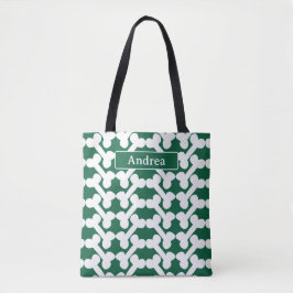 Persoonlijk hondenbot patroon groen wit modern  tote bag