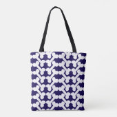 Persoonlijk hondenbot patroon Navy Wit Modern  Tote Bag (Achterkant)
