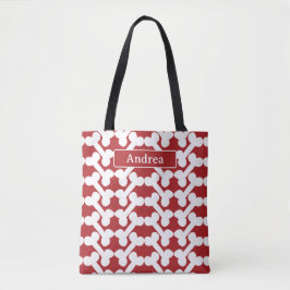 Persoonlijk Hondenbot Patroon Rood Wit Modern  Tote Bag