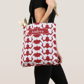 Persoonlijk Hondenbot Patroon Rood Wit Modern  Tote Bag (Dichtbij)