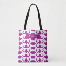 Persoonlijk Hondenbot Patroon Roze Wit Modern Tote Bag
