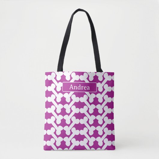 Persoonlijk Hondenbot Patroon Roze Wit Modern Tote Bag (Voorkant)