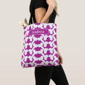 Persoonlijk Hondenbot Patroon Roze Wit Modern Tote Bag (Dichtbij)