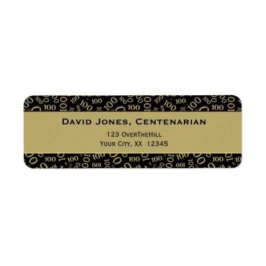 Persoonlijk: honderdjarig, 100ste verjaardag thema etiket (Voorkant)