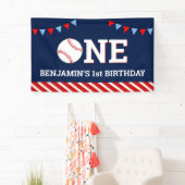Persoonlijk honkbal 1e verjaardagsfeestje spandoek (Insitu)
