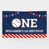 Persoonlijk honkbal 1e verjaardagsfeestje spandoek (Horizontaal)