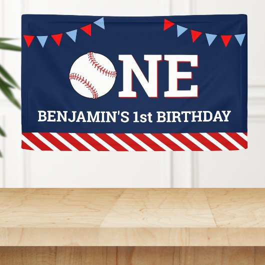 Persoonlijk honkbal 1e verjaardagsfeestje spandoek