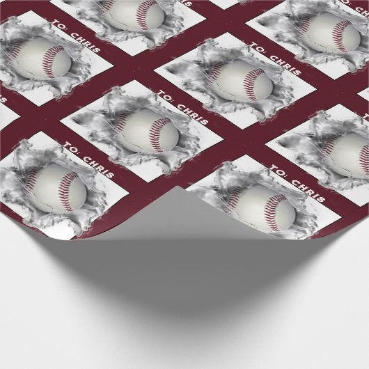 Persoonlijk honkbal cadeaupapier (Hoek)
