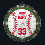 Persoonlijk honkbal dartbord<br><div class="desc">Een geweldige baseball-geïnspireerd dartboard dat perfect is voor de sportfan of man-grot. Biedt een grote honkbal met aanpasbare naam en nummer. Ideaal voor traditionele kunstgames of voor het maken van eigen games die volledig aanpasbaar zijn om namen toe te voegen, tekst te wijzigen of afbeeldingen en meer toe te voegen....</div>