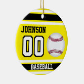 Persoonlijk honkbal | Geel, wit en zwart Keramisch Ornament (Rechts)