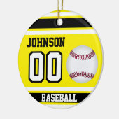 Persoonlijk honkbal | Geel, wit en zwart Keramisch Ornament (Links)