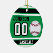 Persoonlijk honkbal | Groen, wit en zwart Keramisch Ornament (Rechts)