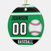 Persoonlijk honkbal | Groen, wit en zwart Keramisch Ornament (Links)